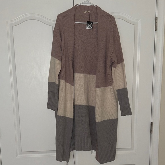 Colorblock Open Front Cardigan - Picture 1 of 4